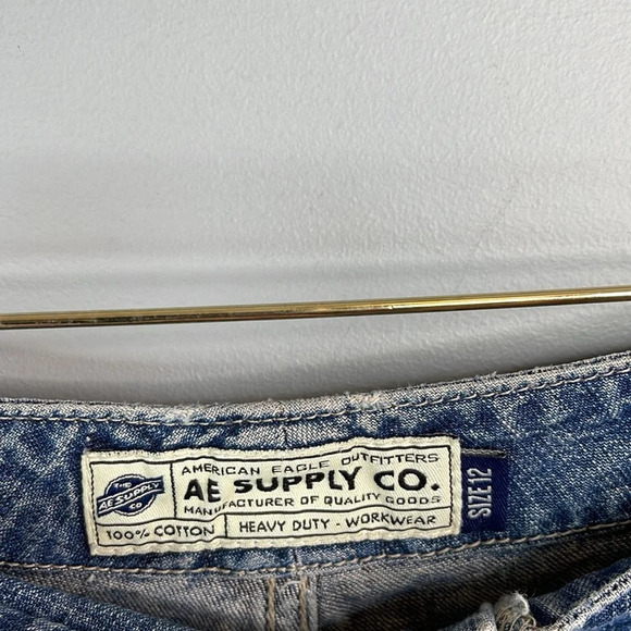 Y2K Vintage American Eagle Denim Utility Shorts Blue Medium Wash AE Supply Co 12 - Picture 8 of 12